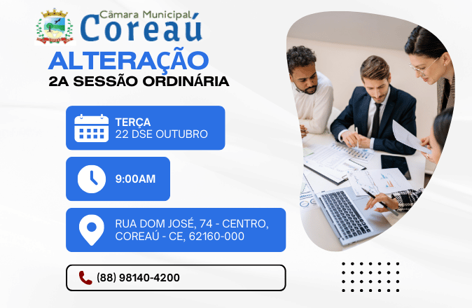 Alteração da data da segunda sessão ordinária do mês de outubro de 2024