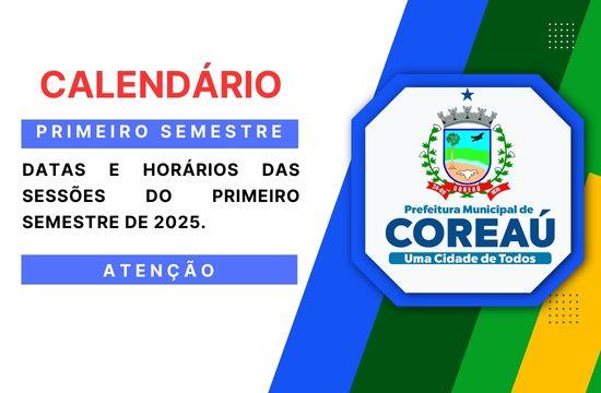 Calendário das sessões 1. semestre 2025